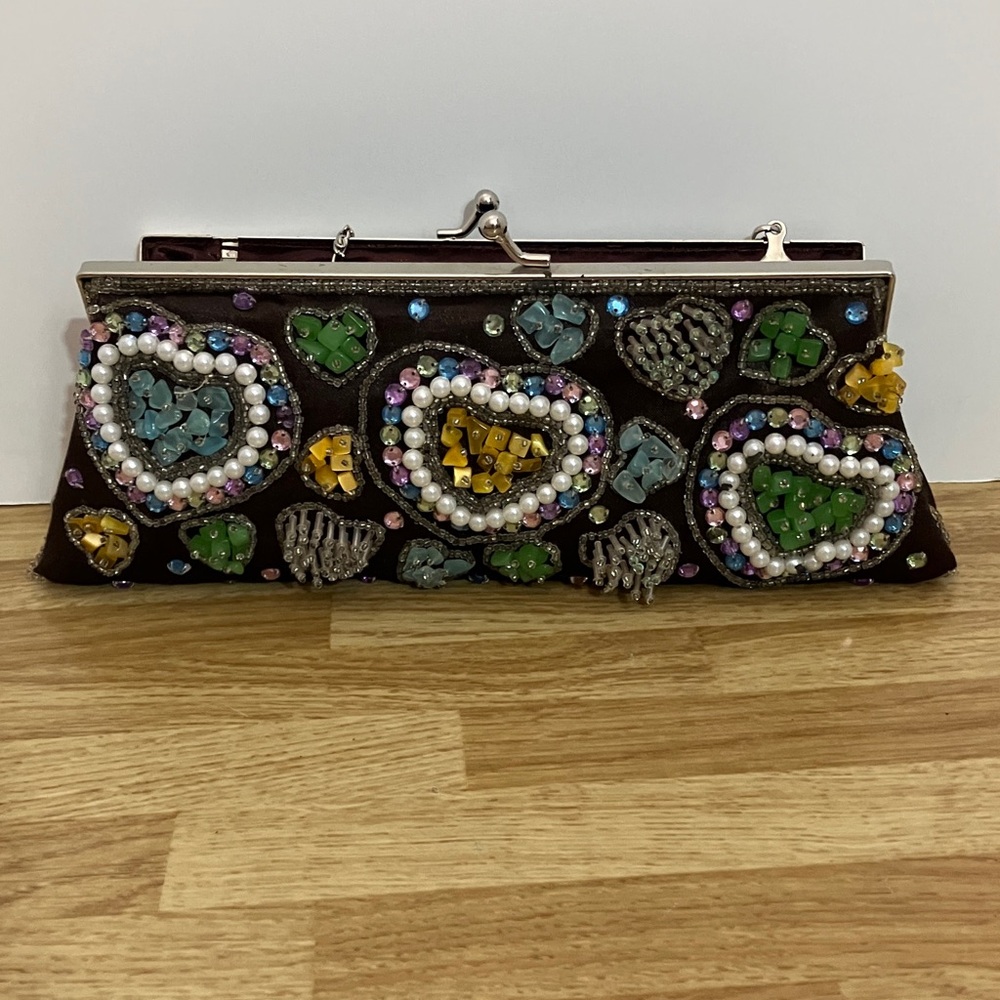 Lapis Beaded Clutch with Jewel Tones